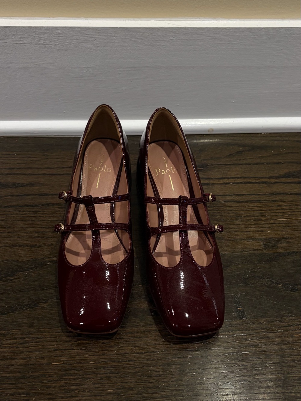 Línea Paolo Women's Burgundy Patent Mary Jane Pumps